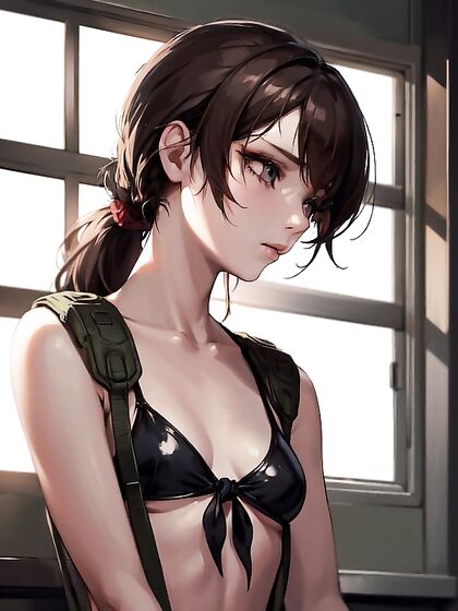 Quiet from Metal Gear Tenderly Touches Her Small Breasts in Seductive Hentai Scene