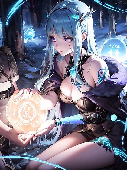 Mystical Sorceress Casting Ancient Spells Amid Glowing Orbs in hentai Pleasure