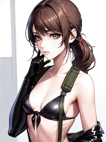 Quiet from Metal Gear Seductively Touches Her Small Breasts in Facial Hentai Scenes