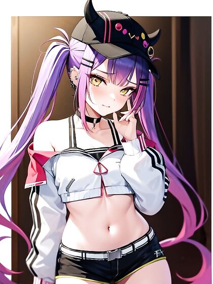 Tokoyami Towa Teases with Small Breasts and Intimate Facial Touches in Hentai Bliss