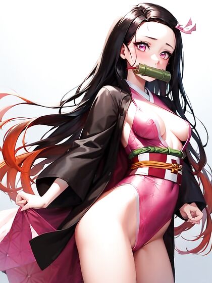 Nezuko from Demon Slayer Enjoying Sensual Small Breasts Hentai Pleasure