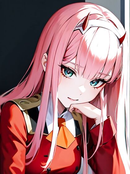 Zero Two from Darling in the FranXX Teases with Small Breasts and Seductive Facial Touches