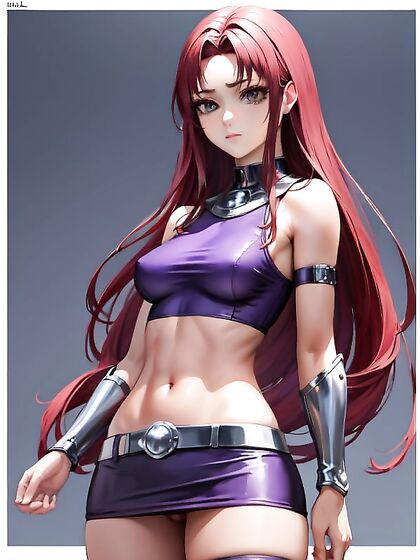 Starfire from Justice League Pleasures Her Small Breasts in Seductive Hentai'action