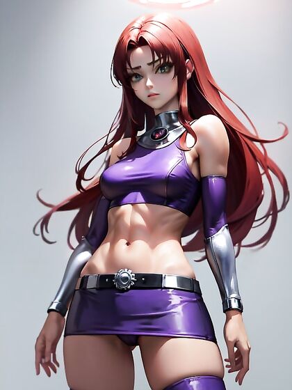 Starfire from Justice League Enjoying Petite Breasted hentai Pleasures