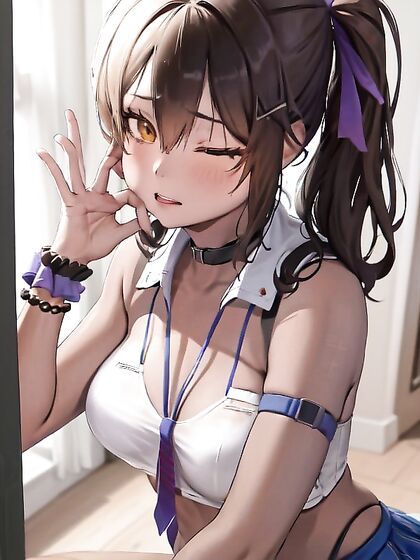 Naga from Nikke Teases with Tiny 18+ Tits and Intimate Face Touching in Hentai'action
