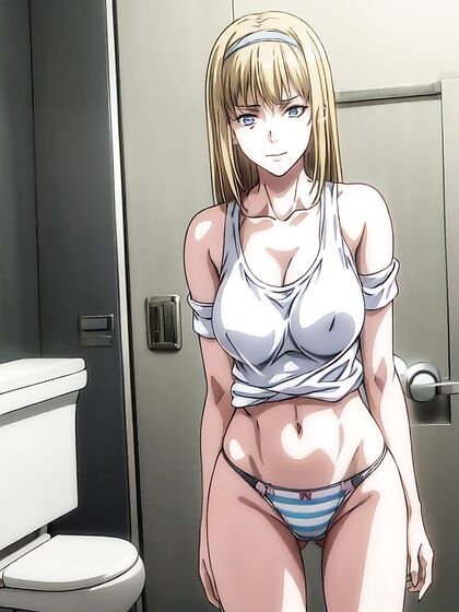 Grinning Dancer Gets Wild in Bathroom Hentai Action