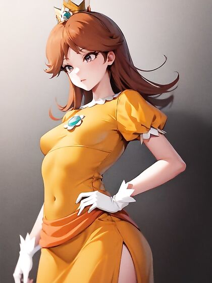 Daisy from Super Mario Bros Enjoying Small Breasts Hentai Pleasure