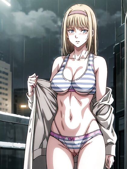 Calvin Klein Sports Bra Seduction in Futuristic Cyberpunk City Hentai