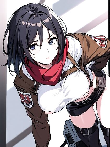 Topless hentai art featuring thick lines and intense forward leans