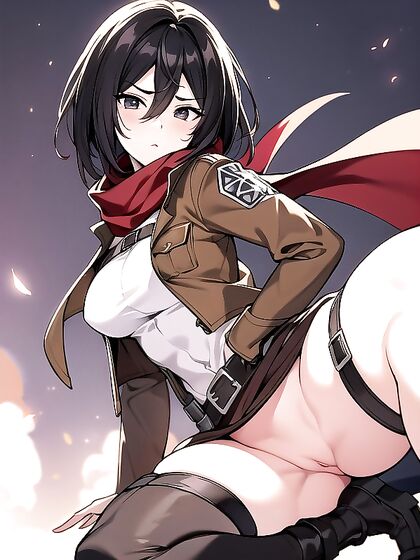 Topless Lean Forward with Exposed Thighs in Seductive Hentai Action