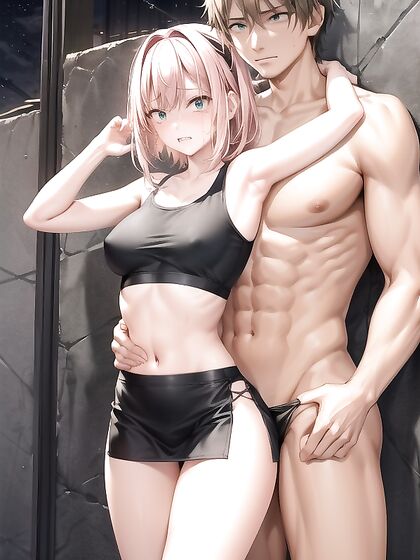 Small Breasts Grabbed from Behind in Sporty Bra Hentai Action
