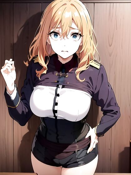 Detailed Thick Waisted Girl 18+ Leaning Forward in Hentai Action