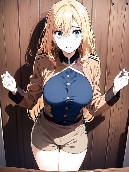 Ginger grabs her cotton shorts while teasing her perky boobs in steamy hentai action