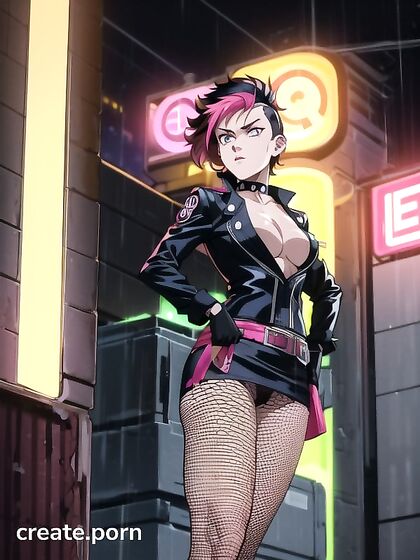 Person With Mohawk Stares Intently at Viewer in Steamy Hentai Scene