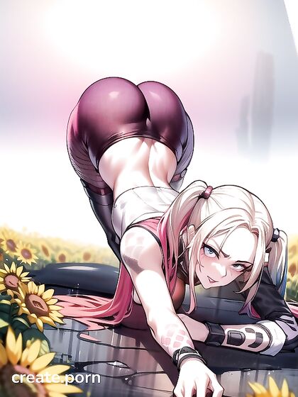Harley Quinn Seduces in Tight Outfit Amidst Vibrant Sunflower Fields Hentai