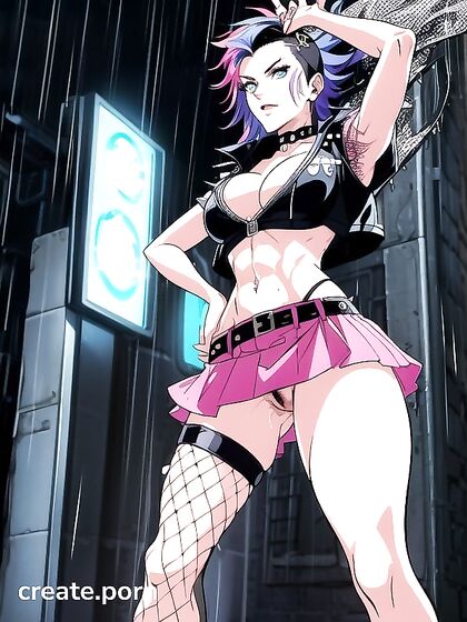 Realistic Fit Woman with Multi-Colored Hair in Seductive Hentai Scenes