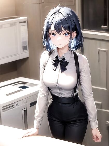 Office Lady Leans Forward on Washing Machine for Steamy Hentai Action