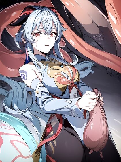 Tentacle hentai action with a single screencapped beauty
