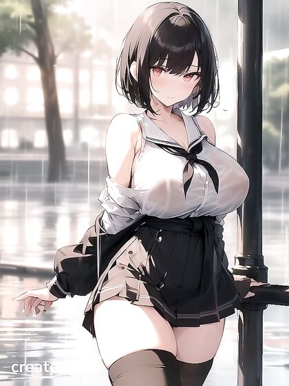 Beautiful Faces and Huge Breasts in Thigh-High Sock Hentai Action