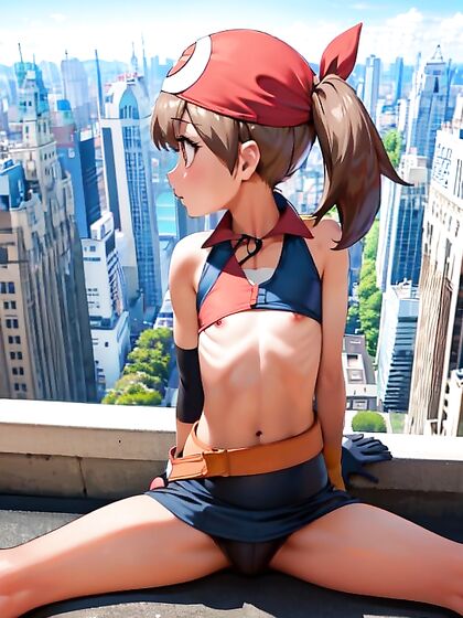 May from Pokémon Shows Off Her Skinny Body in Rear View Splits for Horny Hentai Fun