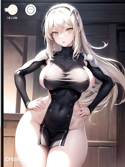 Leaning Forward Thick Chick in Front View Hentai Action