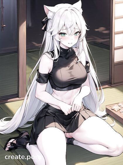 White-Haired Babe with a Massive Ass Rides the Tatami Floor in Steamy Hentai Action
