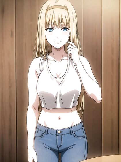 Seductive Babe in Crop Top and Jeans Tempts You inSTEAMing Hentai Action