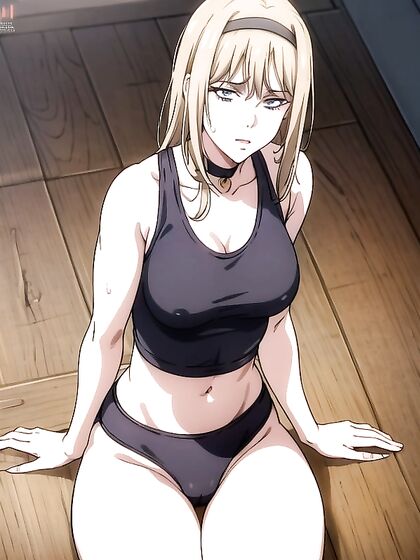 Blacked Logo Sport Bra Tempts in Seductive 18+ Hentai Action