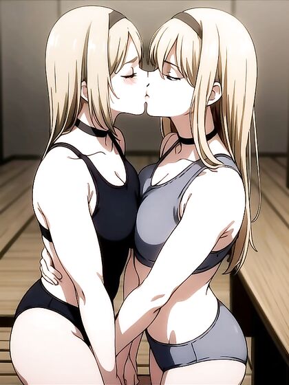 Two Girl 18+s in Blacked Logo Sports Bras Exploring Intense Hentai Desires