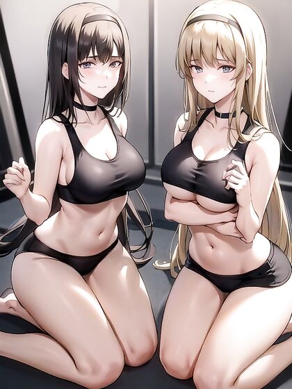 Kneeling in a Gang Bang with Sport Bra-clad Girl 18+s in Intense Hentai Action