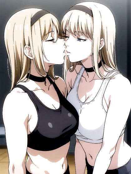 Blushingly Mischievous Girl 18+ in Choker and Sports Bra for Steamy Hentai Fun