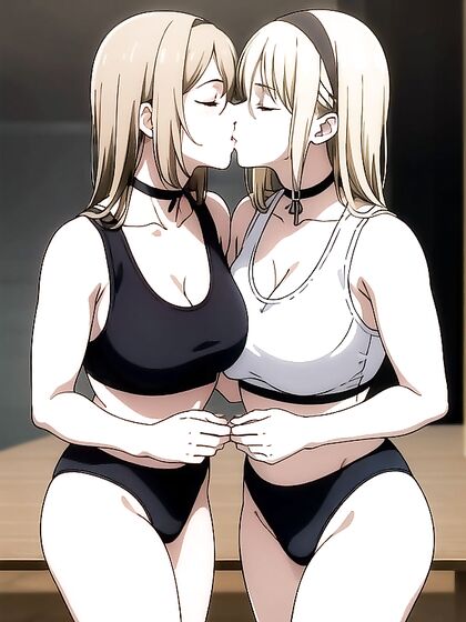 Mischievous Girl 18+s in Sporty Shorts Kiss and Tease in Seductive Hentai Scenes