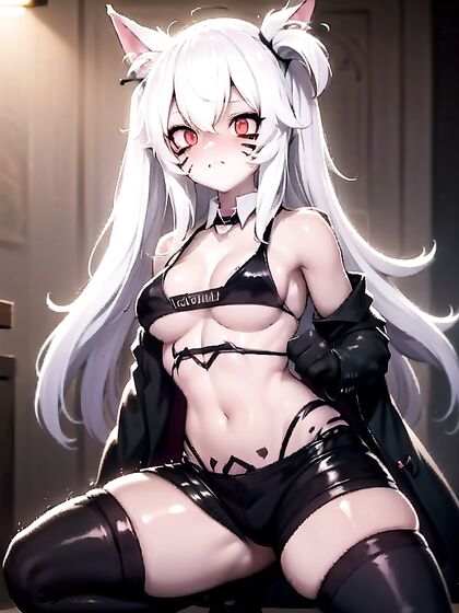 Party Girl 18+ with White Hair Teased in Seductive Skirts for naughty Hentai Fun