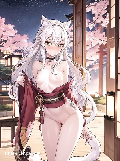 Cat Girl 18+ Strips Down to Reveal Natural Breasts in Seductive Hentai Scene