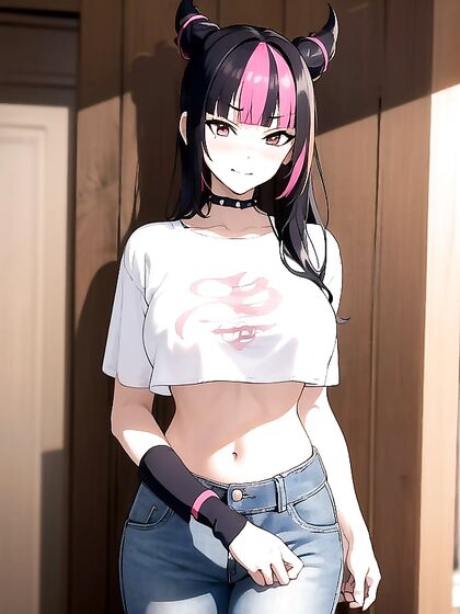Mischievously Blushing Girl 18+ in Jeans Choked for Intense Hentai Pleasure