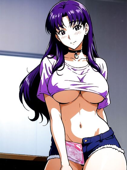 Misato from Evangelion Choked in Jeans for Intense Hentai Pleasure