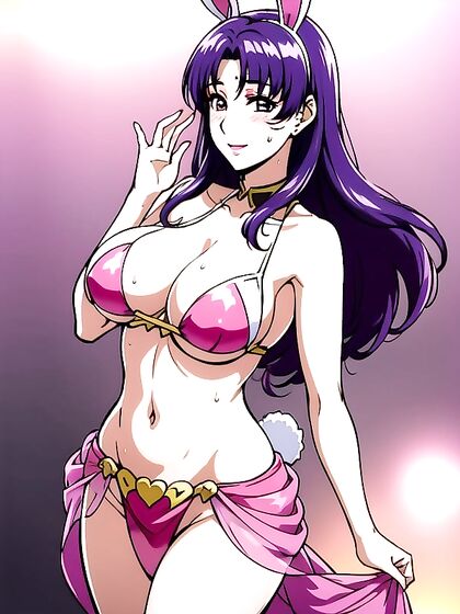 Mischievously Smiling Bimbo with Pink Makeup seduces in Hentai AI Action