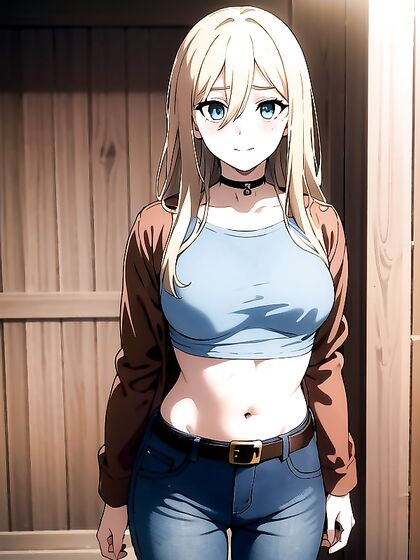 Underboob Tease in Casual Jeans for Seductive Hentai Pleasure