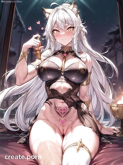 Blushing Mischievously:Ultra-Detailed Spread Vulva and Massive Boobs Hentai Fantasy