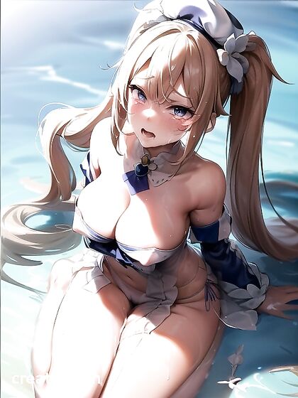 Barbara from Genshin Impact Splashes into Bikini Fun at the Lake Hentai Style