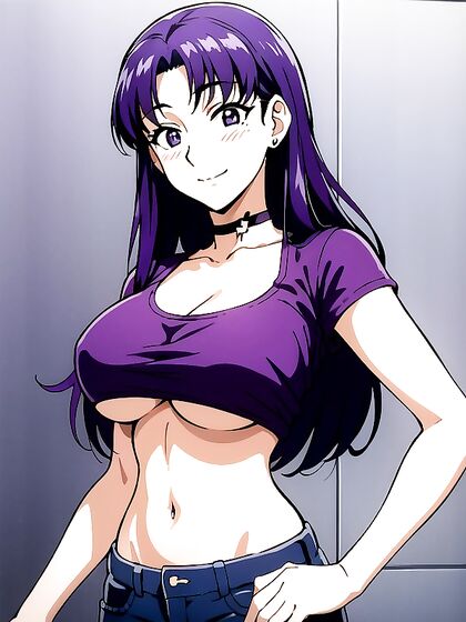 Sexy Jeans and Crop Top Action in Oversized T-Shirt Hentai Fantasy