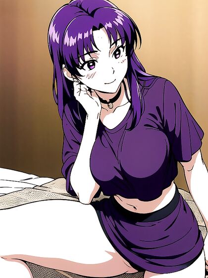 Misato from Evangelion Wears Choker and Crop Top for Steamy Hentai Scenes