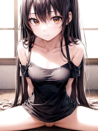 Dark-Haired Beauty Bares Her Shoulders in Seductive Hentai Action