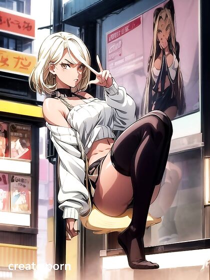 Blonde Babe in Loose Sweater Smirks Seductively in Steamy Hentai Action