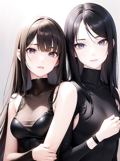 Dark-Haired Beauty with Bare Shoulders in Seductive Hentai Action