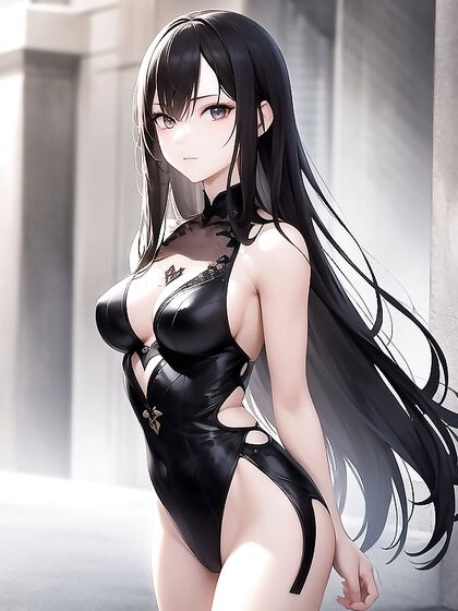 Dark-Haired Beauty with Bare Shoulders Seduces in Steamy Hentai Action