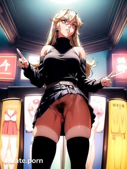 Fantasy with Thigh-High Socks and Loose Sweater in Hentai Action