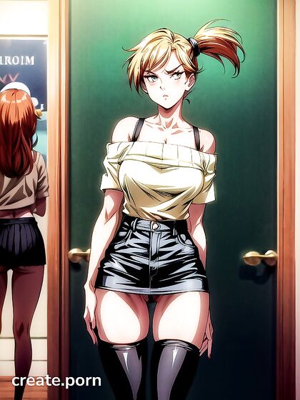 Smug Beauty with Brown Eyes and Black Pubic Hair in Seductive Hentai Action