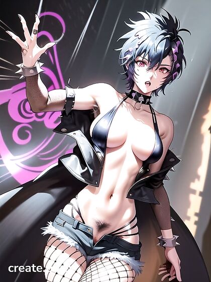 Horny Hairy Beauty with Piercings and Seductive Makeup in Steamy Hentai Action
