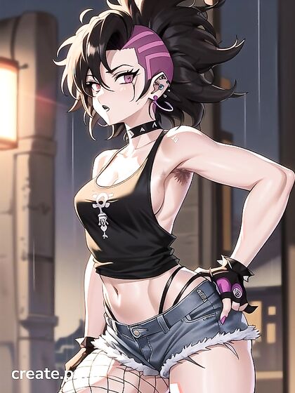 Mohawked Punk Chick in Fingerless Gloves Rocks Hardcore Hentai Action